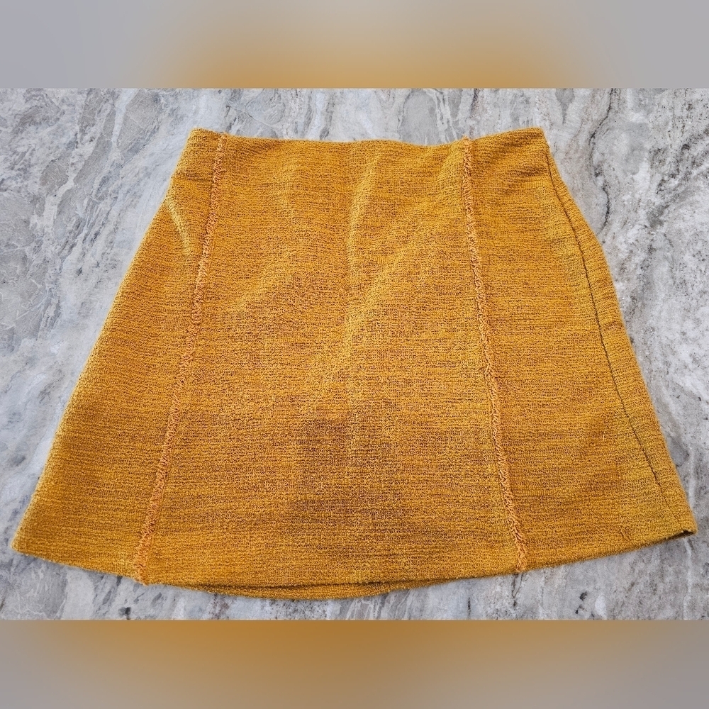 MNG Basics Mustard Yellow Textured Mini Skirt | US S